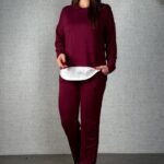 Kadın Uzun Kollu Kapşonlu Bağcıklı Viskon Iki Iplik Bluz Ve Pantolon Ikili Takım