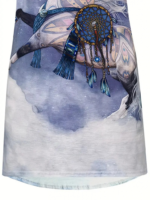 Kadın Kısa Kollu Bisiklet Yaka Mitolojik At Figür Baskılı Salaş Süprem Bluz - Görsel 8