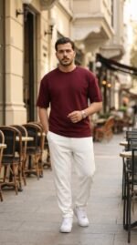 Erkek Duble Kol Basic Tişört - Görsel 3