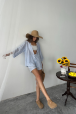 ÇİZGİLİ TUNİK -ŞORT TAKIM - Mavi