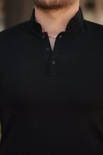 Erkek Hakim Yaka Dokuma Pamuklu Kumaş Kısa Kollu T-shirt - Görsel 3