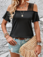 Kadın Kısa Kollu Beş Askılı Viskon Bluz - Görsel 4