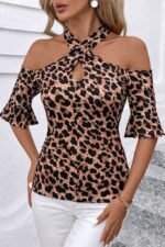 Kadın Kısa Kollu Omuzlardan Açık ön çapraz Detaylı Süprem Bluz - Görsel 2