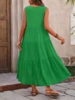 Kadın Askılı V Yakalı Uzun Dokuma Viskon Elbise - Görsel 2