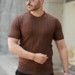 Erkek Kısa Kollu Bisiklet Yaka çizgili Triko Tişört