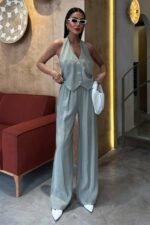 Halter Yaka Yelekli Modal Takım 10144 - Görsel 5