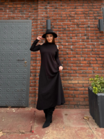 Kadın Balıkçı Yaka Omuzlardan Açık Uzun Kollu Janjan Krep Elbise - Görsel 5