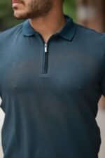 Erkek Fermuarlı Yaka Kısa Kollu Tişört - Görsel 3