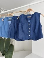 Gümüş Düğmeli Yelek Ve Şort Tensel Takım 10174 - Görsel 11