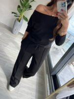 Kadın Uzun Kollu Tek Omuzdan Açık Modal Bluz Ve Pantolon Ikili Takım - Görsel 6