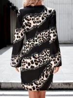 Kadın Uzun Kollu Kruvaze Yakalı Asimetrik Detaylı Mini Modal Elbise - Görsel 5