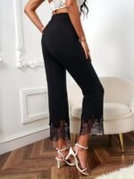 Kadın Yüksel Bel Paça Ağzı Dantelli Dalgıç Pantolon - Görsel 2