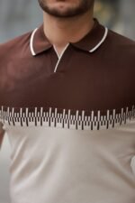 Erkek Hemşire Yaka çift Renk Kısa Kollu Tişört - Görsel 3