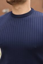 Erkek Fitilli Bisiklet Yaka Triko Tişört - Görsel 3