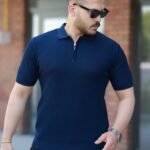 Erkek Fermuarlı Yakalı Kısa Kollu Tshirt