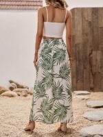 Kadın Ip Askılı Yuvarlak Yaka Kısa Viskon Bluz Ve Desenli Yırtmaçlı Süprem Etek Ikili Takım - Görsel 6