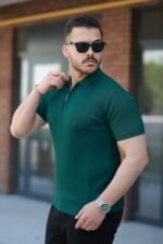 Erkek Fermuarlı Yakalı Kısa Kollu Tshirt - Görsel 2