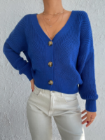 Kadın Uzun Kollu Düğme Detay Triko Hırka - Görsel 3