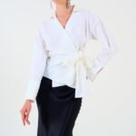 Düz Yandan Bağlamalı Gömlek - Ekru