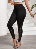 Kadın Yüksek Bel ışıltılı Tül Geometrik Detaylı Dalgıç Tayt - Görsel 5