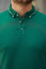 Erkek Düğmeli Yaka Waffle Kumaş Kısa Kollu Tişört - Görsel 3