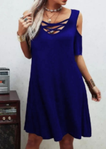 Dekolteli Bağcık Detay Viskon Kumaş Elbise - Görsel 2