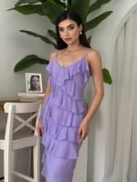 Ples Yırtmaç Detaylı Elbise - Görsel 5