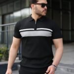 Erkek Örgü Desenli Renkli Kısa Kollu Triko Tişört