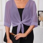 Kadın Truvakar Kollu önden Bağlamalı Kısa şifon Bolero Ceket