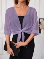 Kadın Truvakar Kollu önden Bağlamalı Kısa şifon Bolero Ceket