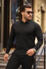 Erkek Saç örgü Desen Uzun Kollu Triko - Görsel 3