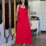 Kadın Askılı Yuvarlak Yakalı Viskon Elbise