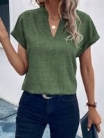 Kadın Kısa Kollu Hakim Yaka Sofya Bluz - Görsel 3