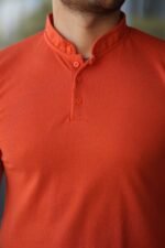 Erkek Hakim Yaka Dokuma Pamuklu Kumaş Kısa Kollu Tişört - Görsel 3