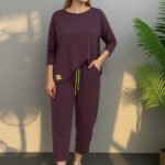 Kadın Uzun Kollu Arma Detaylı Iki Iplik Viskon Ikili Takım