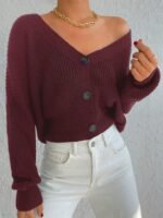 Kadın Uzun Kollu üç Düğmeli Triko Hırka - Görsel 2