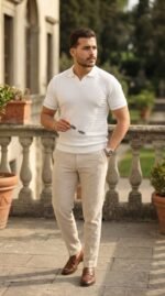 Erkek Zikzak Dokulu Yakalı Kısa Kollu Triko - Görsel 2