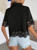 Kadın Kısa Kollu Yakalı önden Düğmeli Dubai Gömlek Bluz - Görsel 4