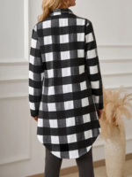 Kadın Uzun Kollu Ekoseli önden Düğmeli Dokuma Uzun Gömlek - Görsel 6
