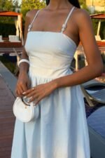 Sırtı Çapraz İpli Boncuk Detaylı Elbise 2902-08 - Görsel 7