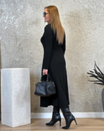 Kadın Uzun Kollu Yakalı Midi Viskon Iki Iplik Elbise - Görsel 3