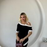 Kadın Kısa Kollu Asimetrik Kesim Yaka şerit Ve Aksesuar Detaylı Modal Elbise