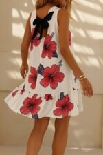 Kadın Sıfır Kol Sırttan Bağlamalı Fırfırlı çiçek Desenli Süprem Elbise - Görsel 2