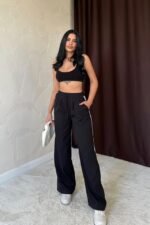 Siyah Yanları Şeritli Pantolon - Görsel 3