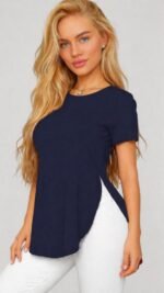 Kadın Yırtmaç Detaylı Viskon Kumaş Bluz