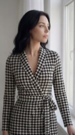 Kadın Uzun Kollu Kruvaze Yaka Bağlamalı Kemer Dalgıç Mini Boy Elbise - Görsel 4