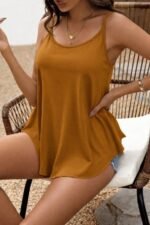 Kadın Ip Askılı Yuvarlak Yakalı Uzun Viskon Bluz