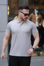 Erkek Yakalı Kagi Kumaş Kısa Kollu T-shirt