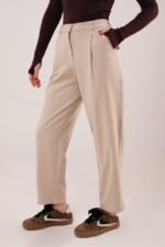 Kapama Cep Detaylı Krem Pantolon - Görsel 2