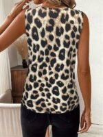 Kadın Askılı V Yakalı Leopar Desenli Süprem Bluz - Görsel 2